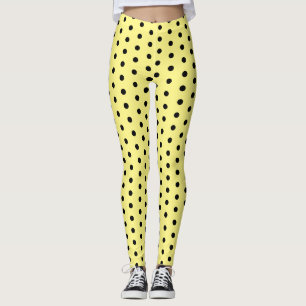 Leggings Pois noir jaune rétro motif mignon cool