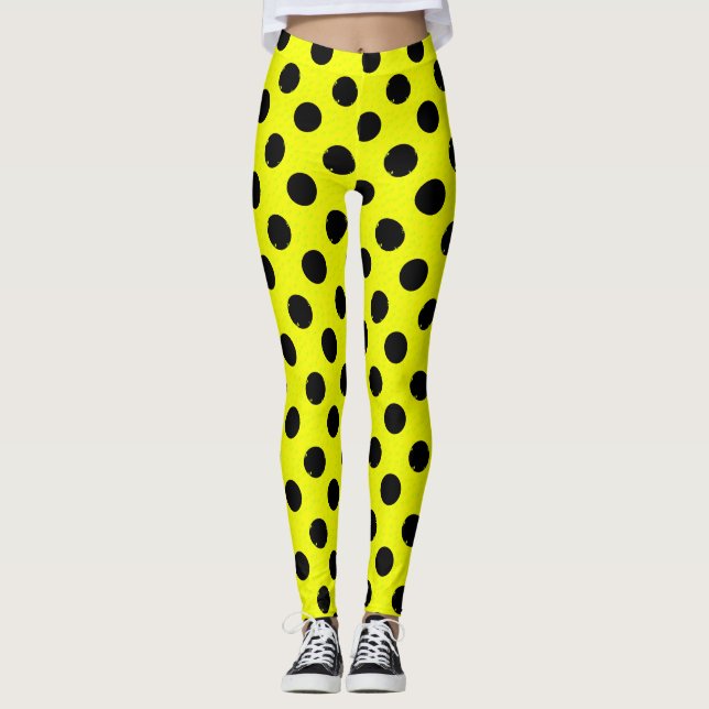Leggings Pois noirs jaunes (Devant)