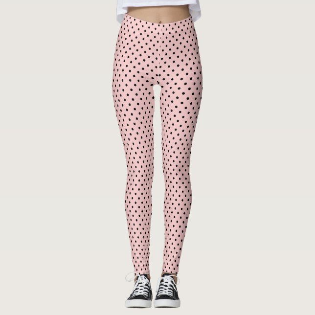 Leggings Pois rose noir (Devant)