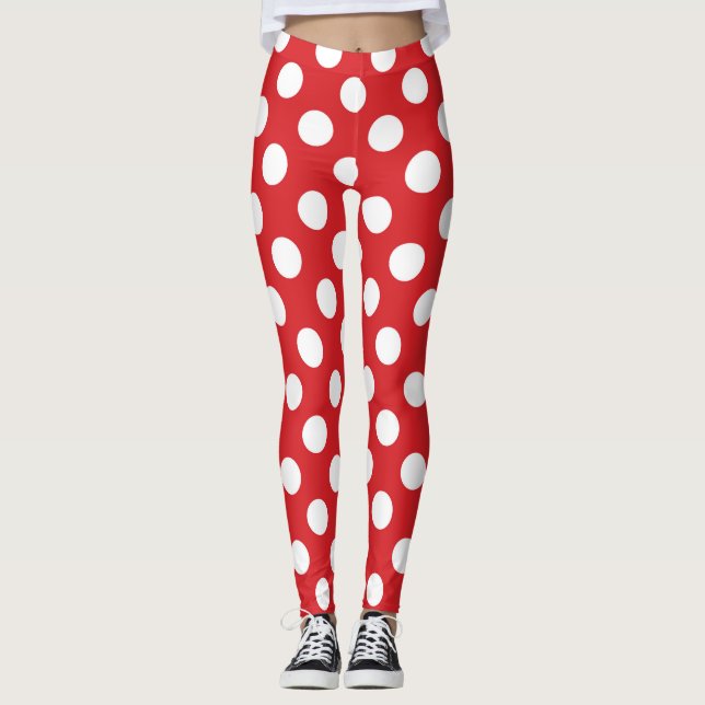 Leggings Pois rouge et blanc fête d'anniversaire (Devant)