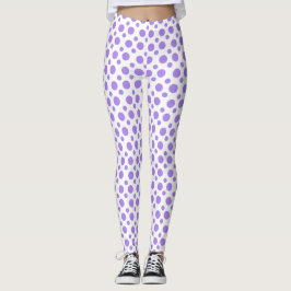 Leggings Pois violets de fête sur blanc