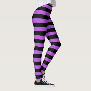 Leggings Poison, rayures violettes et noires