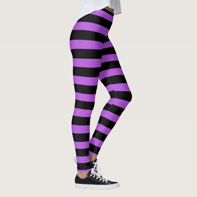 Leggings Poison, rayures violettes et noires (Droite)