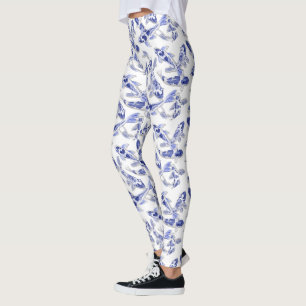 Leggings Poisson bleu et blanc Koi
