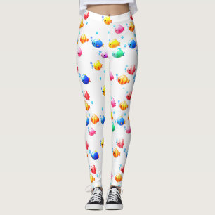 Leggings Poisson coloré heureux avec bulles