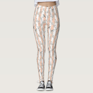 Leggings Poisson Floral Élégant à rayures pêche (6)