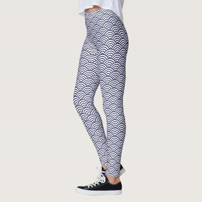 Leggings Poisson Koinobori japonais à l'échelle bleue Delft (Gauche)