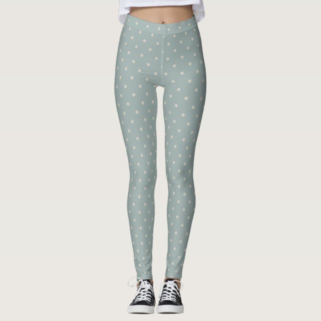 Leggings Polka bleu blanc point femmes (Devant)
