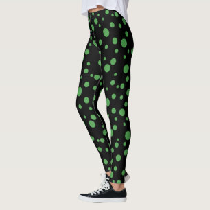 Leggings Polka verte noire et citron vert