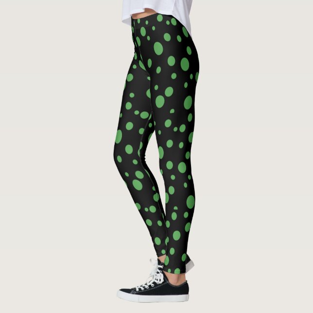 Leggings Polka verte noire et citron vert (Gauche)