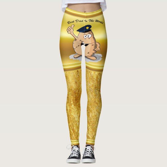 Leggings Pomme de terre de policier avec un casquette bleu (Devant)