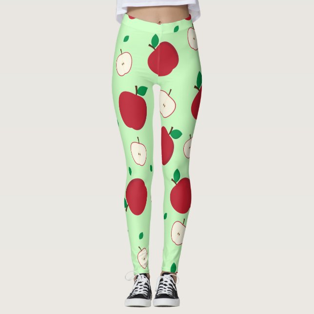 Leggings Pommes rouges et pattes à demi (Devant)
