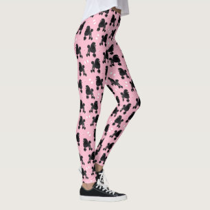 Leggings Poodles noirs et vaches Motifs roses