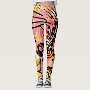 Leggings Pop art, femme vintage colorée.