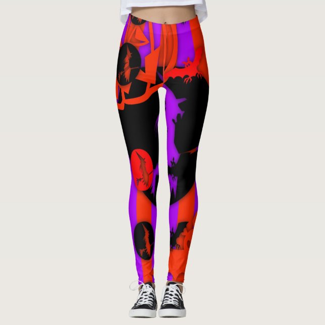 Leggings Pop couleur électrique Halloween Purple sorcier Le (Devant)