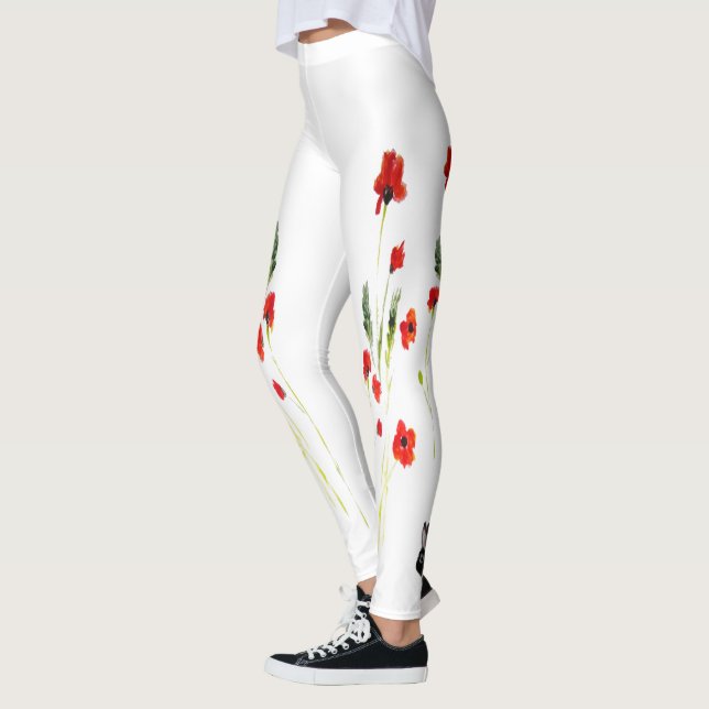 Leggings Poppies rouges Lapin Floral (Gauche)