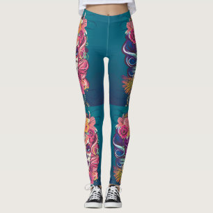 Leggings Portrait d'une couronne de fleurs