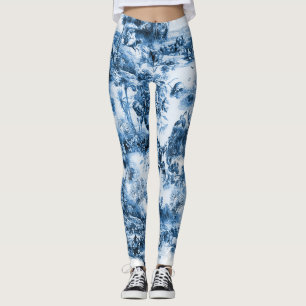 Leggings Portugais bleu tuiles romantique scène motif