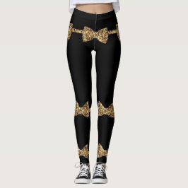 Leggings Posh Girls - Black & Gold Bow Cravate