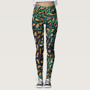 Leggings Poster de animal bleu et Turquoise