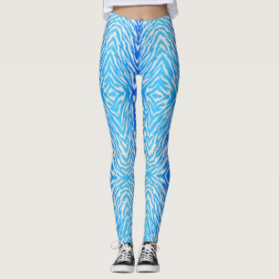 Leggings Poster de animal de rayures de tigre bleu électriq