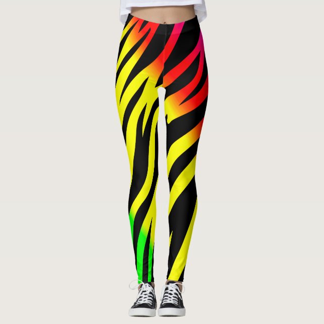 Leggings Poster de animal jaune rouge (Devant)