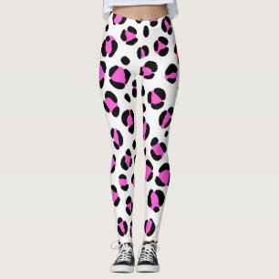 Leggings Poster de animal léopard blanc rose