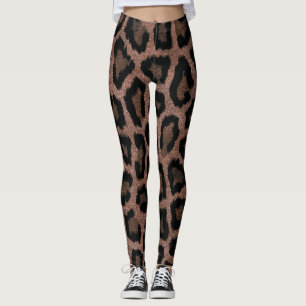 Leggings Poster de animal Léopard Noir Rouge Or Brown