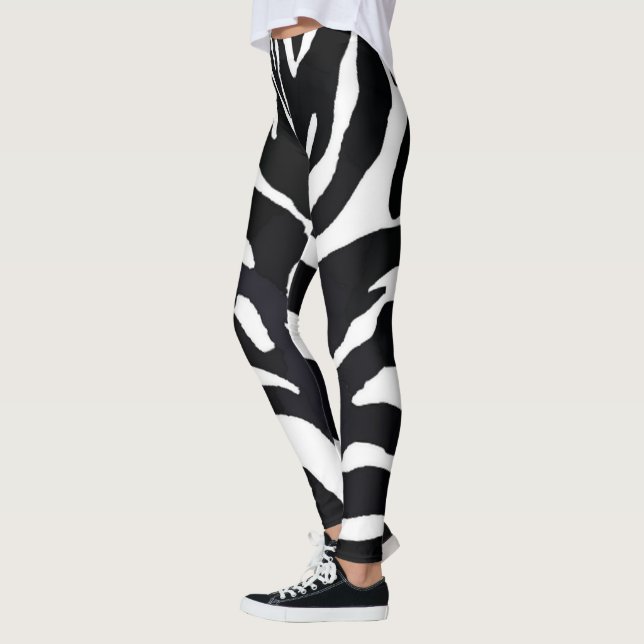 Leggings Posters de animaux Zèbre noir et blanc (Gauche)