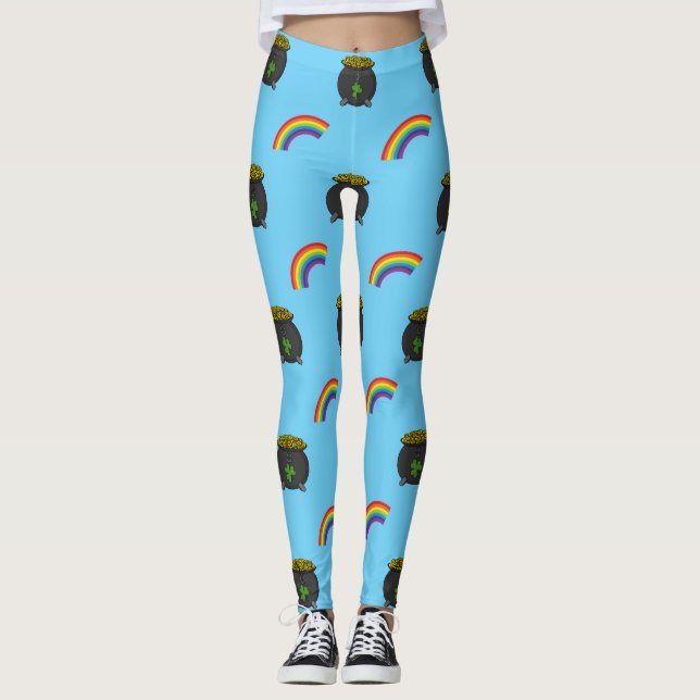 Leggings Pot de dessin en or arc-en-ciel (Devant)