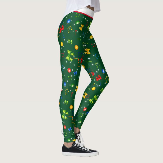Leggings Potpourri d'éléments de Noël sur VERT (Droite)
