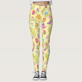 Leggings Pots de thé et tasses Jaune