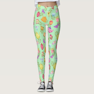 Leggings Pots de thé et tasses vert