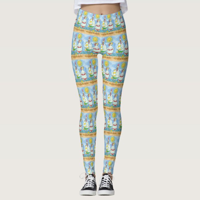 LEGGINGS POULET DE LA MER, ROOSTER & HEN JOIGINGS AMUSANTS (Devant)