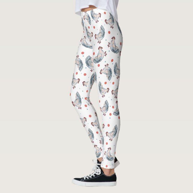 Leggings Poulets et guêtres d'impression de pois partout (Gauche)