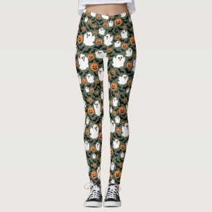 Leggings Poulets fantômes éffrayants avec Citrouilles et ch