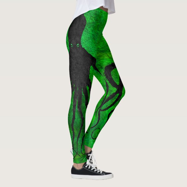 Leggings Poulpe 10 sur le vert - guêtres (Droite)