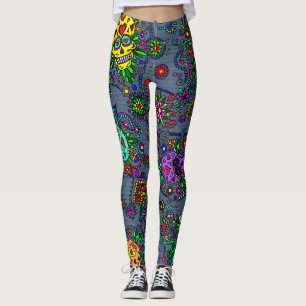 Leggings pour femmes à motif crâne de sucre en den
