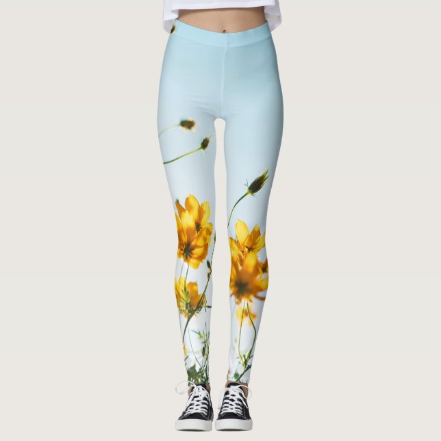 Leggings pour femmes | Eco Fitness Flowers Sky (Devant)