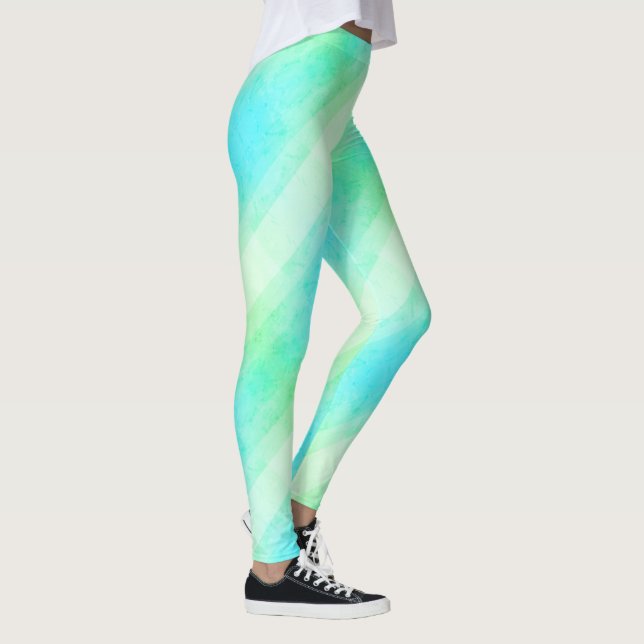 Leggings pour femmes Moderne Bleu Jaune Vert Grand (Droite)