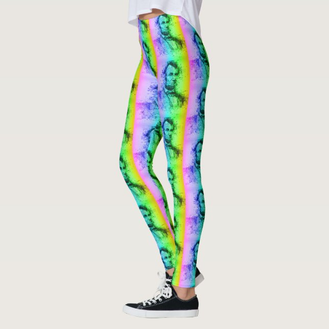 Leggings Président Abraham Lincoln Funny Typographie arc-en (Gauche)