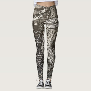 Leggings Presque partout 2 Peinture acrylique noir et blanc