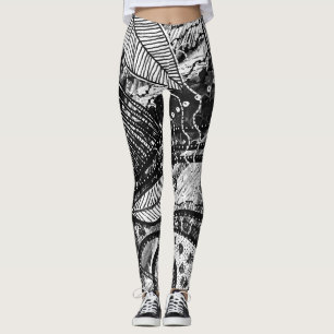 Leggings Presque partout 5 Art en couches noir et blanc