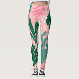 Leggings Presse botanique rose moderne vêtements actifs