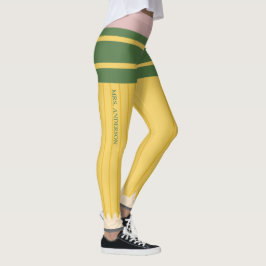 Leggings Professeurs de crayon d'école jaune personnalisés