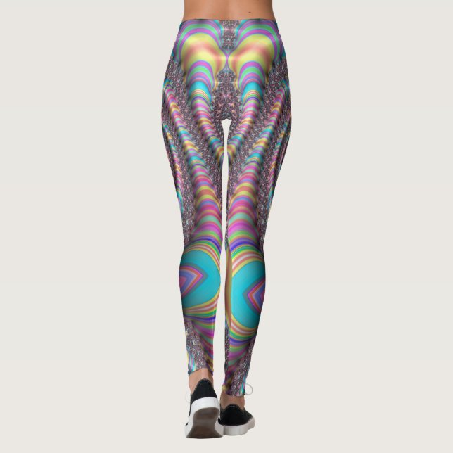 Leggings Psychédélique arc-en-ciel Unicorne Nautilus 3D fra (Dos)