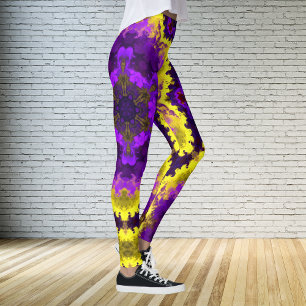 Leggings Psychédélique Mandala Fleur Jaune et Violet