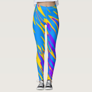 Leggings Pulvériser Peinture jaune bleu pourpre