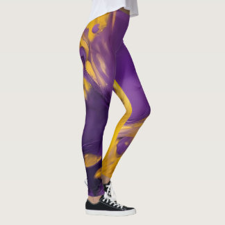 Leggings Purple and Gold Abstract
