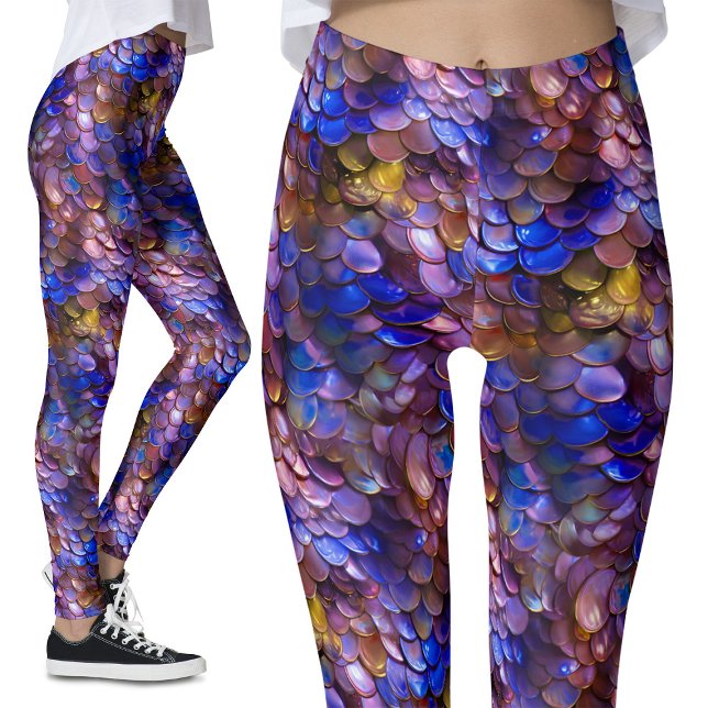 Leggings Purple Blue Gold Mermaid Imaginaire Party (Créateur téléchargé)